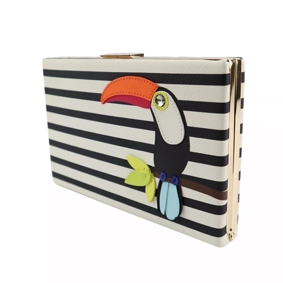 Kate Spade Toucan Parrot Novelty Striped Clutch Bag - Picture 6 of 12